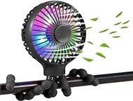 scurry Upgraded Stroller Fan Mini Battery Operated Fan Small USB Rechargable Desk Fan Baby Portable Fan Flexible Tripod Clip On Fan with 3 Speeds Baby Stroller Fans for CarSeat Crib Treadmill (Black)