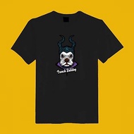 黑魔女 法鬥 狗 插畫 黑 短T 衣服 T恤 情侶裝 童裝 母子裝 女裝