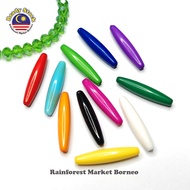 GB2058 +50pcs 🇲🇾 Manik Plastik Bentuk Bujur Long Rice Acrylic Beads Pelaga Bidayuh Iban Costume