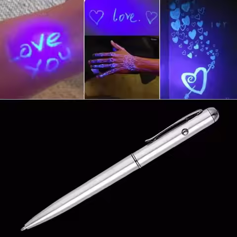 1PCS Multifunctional LED Light Ballpoint Pen Invisible Ink Pen UV Light Money Checking School Office