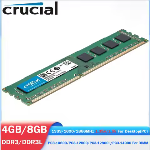 Crucial Memoria RAM DDR3 DDR3L 4GB 8GB 1600MHz 1333 1866MHz DIMM Memory 1.35V 1.5V 240Pin PC3-10600 