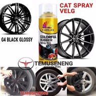 Blackmasky// G4 BLACK GLOSSY HITAM KILAT CARLAS RUBBER SPRAY 400 ML CAT KARET SEMPROT SPRAY VELG MOB
