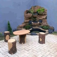 pemanis taman meja motif kayu meteran/borongan cikupa