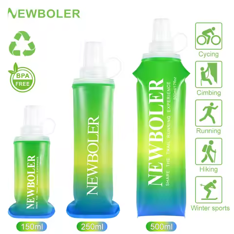 NEWBOLER 150ml 250ml 500ml Water Bottle TPU Folding Soft Flask Sport Water Bottle Water Bag Collapsi