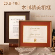 Wooden Photo Frame Business License Honor Graduation Authorization Letter Award Premium Display A3Wa
