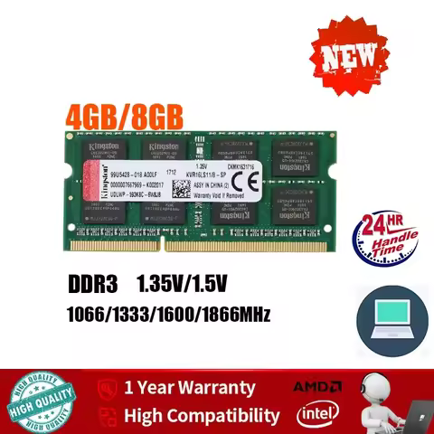 DDR3 DDR3L Memory Ram 4GB 8GB Notebook SODIMM 1333/1666MHz 204Pin 1.35V/1.5V RAM PC3-10600 12800 RAM