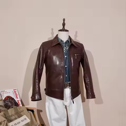 YR Wholesales.Best Brand Classic casual Mens leather jacket,luxury 1930s Horsehide coat.slim fit lea