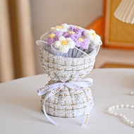 Knitted Crochet Flowers Bouquet Finished Bouquet Knited Flower Puff Flower Bouquet Graduation Gift M