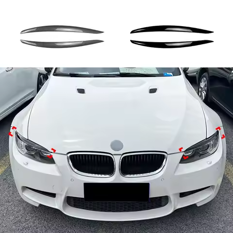 For BMW E92 E93 2Pcs ABS Gloss Headlight Eyebrows Eyelids 3 Series 325i 330i 330d 335i 335d Pre-LCI 