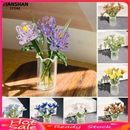 [TSS]☃1 Set Glass Flower Bouquet with Vase Hand-Blown Mini Flower Decoration Home Living Room Handma