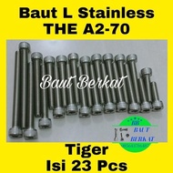 set baut L stainless blok mesin tiger baut mesin tiger set 23 pcs baut mesin set tiger L stainless b