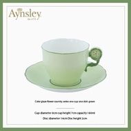 แก้วกาแฟชุดก้านเคลือบ Aynsley Colour แก้วมักกระเบื้องจีนชาอังกฤษของขวัญหนึ่งถ้วยจานรอง +