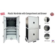 Plastic Wardrobe with Compartment and Drawer/Almari Baju Plastik Kalis Air/STORAGE CUPBOARD/PLASTIK 