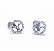 ✨【 全新❗️ 】Agnes'b.925 純銀圓形閃石圍邊‘ b ’字LOGO耳環( S925 / Sliver Earrings / Round / Bling Bling / Voyage/  A