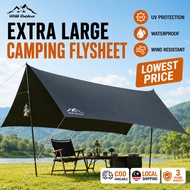 PATIOGO Camping Flysheet Outdoor Tarp Kanopi Khemah 3x3M 3x4M 3x6M 210T PU3000mm Sun Rain Shade