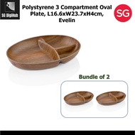 (Bundle of 2) Evelin Polystyrene Tokyo Oval Plate Hand Made Finishing - L16.6xW23.7xH4cm