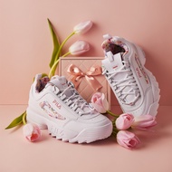 FILA DISRUPTOR II FLOWER 小碎花鋸齒老爹鞋/復古運動鞋-白 5-C111Y-155