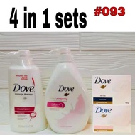 (4 in 1) dove shampoo 640ml and dove wash and dove soap