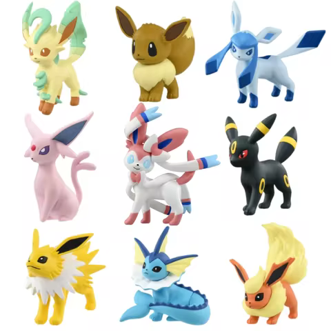 TAKARA TOMY Original Box Pokemon Figures Eevee Family Sylveon Umbreon Espeon Leafeon Vaporeon Flareo