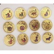 Zodiac Color Commemorative Medal 12 Pieces Full Set Zodiac Coins Sales Insurance Event Gifts Animal 