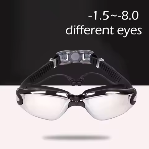 -1.5 To -8.0 Adult Myopia Silicone HD Electroplated Anti Fog Swimming Goggles Eyewear Custom Differe