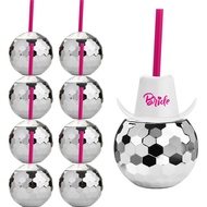 Disco Ball Cups with Straws, 20 Oz Silver Disco Ball Tumbler Bride Cups for Cowgirl Bachelorette Par
