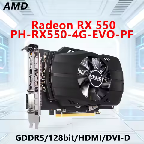 AMD RX 550 4GB GPU ASUS PH-RX550-4G-EVO-PF GDDR5 128-bit Graphics Card For DVI-D HDMI 2.0b DP 1.4 Si