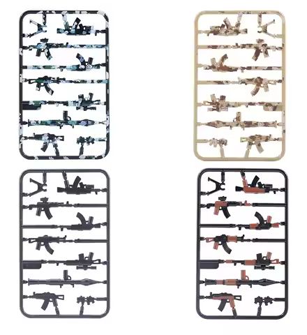 Military Weapons AK47 MOC SWAT Special Forces Soldier Guns Camouflage Parts Police Army Mini Action 