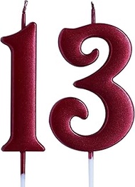 Red 13th Birthday Candle, Number 13 Years Old Candles Cake Topper, Boy Or Girl Party Decorations, Su
