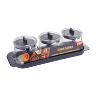 Citylife Condiment Stand Set Of 3 With Dual Layer Tray