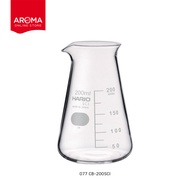 Hario บีกเกอร์แก้ว ถ้วยตวงแก้ว Conical Beaker 200300500 ml. (With Measurements) (077/078/079)