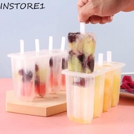 INSTORE1 4 Grids Popsicle Mold, Transparent PP Popsicle Maker, Homemade Easy Demoulding With Lid and Sticks Ice Cream Mold Freezer