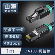 山澤 Cat.8超極速40Gbps傳輸雙屏蔽抗干擾電競工程網路線 黑/1M