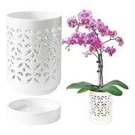 Orchid Pots with Holes4 Inch Ceramic Orchid Pot for Repotting Flower Planter Pot Indoor Outdoor Brea