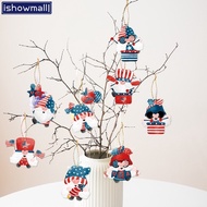 [ISHOWMAL] Patriotic 4th of July Wooden Ornaments Set - 16 Pcs Festive Decor for Small
