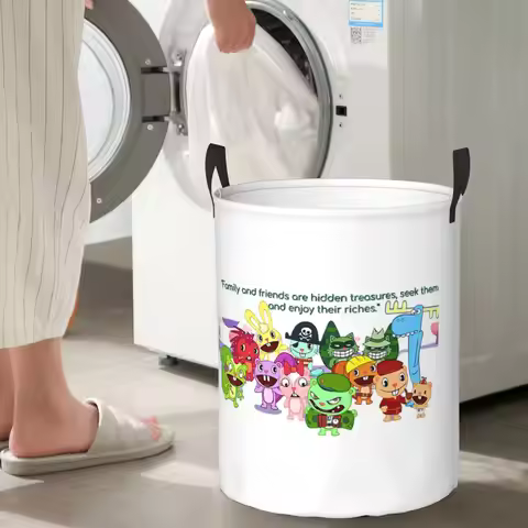 Happy Tree Friends Family Foldable Laundry Baskets Dirty Clothes Sundries Storage Basket Large Water