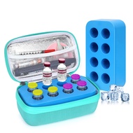 Insulin Vial Cooler Travel Case - 8 Slots Freezable Ice Brick Organizer for Peptide Vials, GLP-1 Fri
