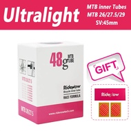 Ridenow Ultralight Bicycle Inner Tube 26 Inch 27.5 29 Inch MTB Bike Valve Length French 45Mm For Mou