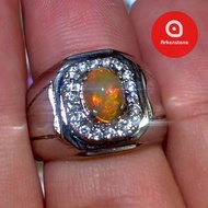 Cincin Mewah Batu Kalimaya Teh Berjarong Garansi Natural