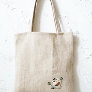 貓與幸運草手工刺繡包