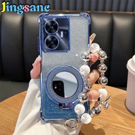 Jingsanc Glitter Protective Phone Case For Realme C55/Realme C55 NFC Casing with Bracelet Mirror Sta