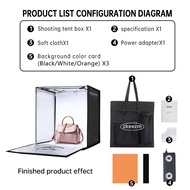 Zkeezm 40/50/60cm RGBW Full Color LED Portable Photography Box Studio Photography Box Mini Studio Fo