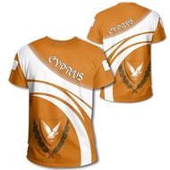 Casual Summer T-Shirt With Cyprus Flag Graphic Design With 3D National Symbol Printed On Breathable 