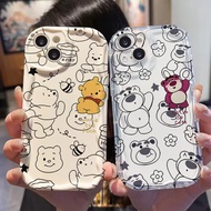 Cartoon Bear Phone Case for Realme 14x 14 13 12 11 10 9 9i Pro Plus 4G 5G Strawberry Bear Cover