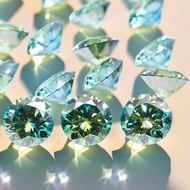 1-10ct 1PC Green Round Cut Eight Hearts and Eight Arrows Moissanite Rough Stone DIY Setting Ring Pen