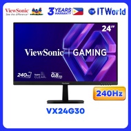 ViewSonic VX24G30 24" 1920x1080 FHD 240Hz IPS 0.8ms Gaming Monitor G-Sync Compatible itw