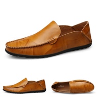 Large Size Split Leather Shoes Men Loafers Driving on Boat