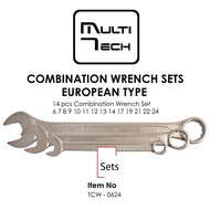 Adachi Hand Tools - European type 14pcs Radian Combination Wrench Sets 8mm - 24mm