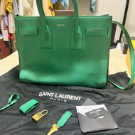 YSL SAINT LAURENT SAC DE JOUR經典LOGO小牛皮開口式手風琴包