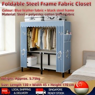 Easy Assembly Foldable Steel Frame Wardrobe Height 170 cm Portable Durable Foldable Steel Frame Fabr